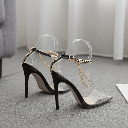 Transparent Pointed Stiletto Heel Sandals