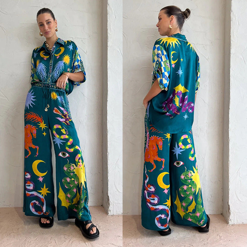 Southeast Styled Printed Leisure Suit Two Pieces