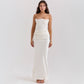 Fishbone Bandeau Slim-fit Backless Velvet Evening Gown