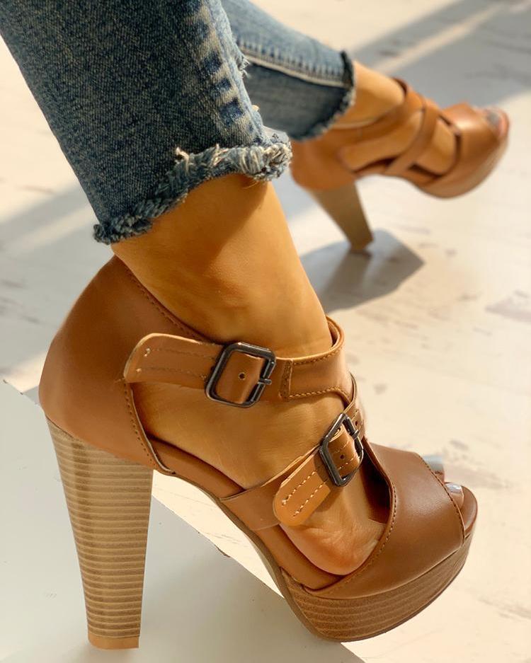 All-match Chunky Heel Sandals