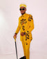 Telu African Asymmetry Suit for Men Embroidery Blazer and Pant Set with Hat