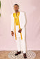 African Styled Solid White Embroidery 3-Piece Set for Men