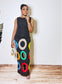 Fitted Strapped Back Multicolored Circle Styled Party Dress