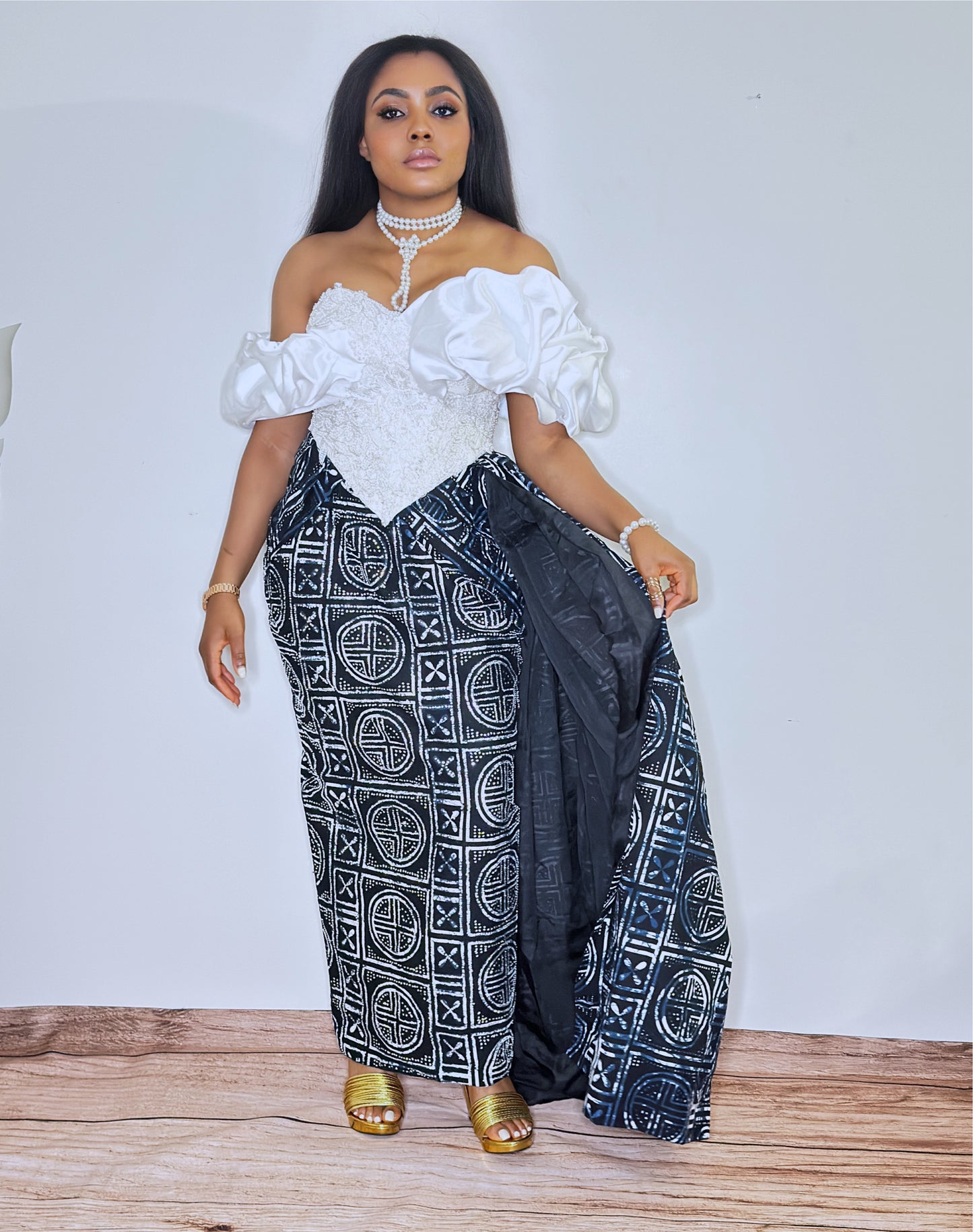 LUX Beaded Off shoulder Bamenda-Toghu Party Dress