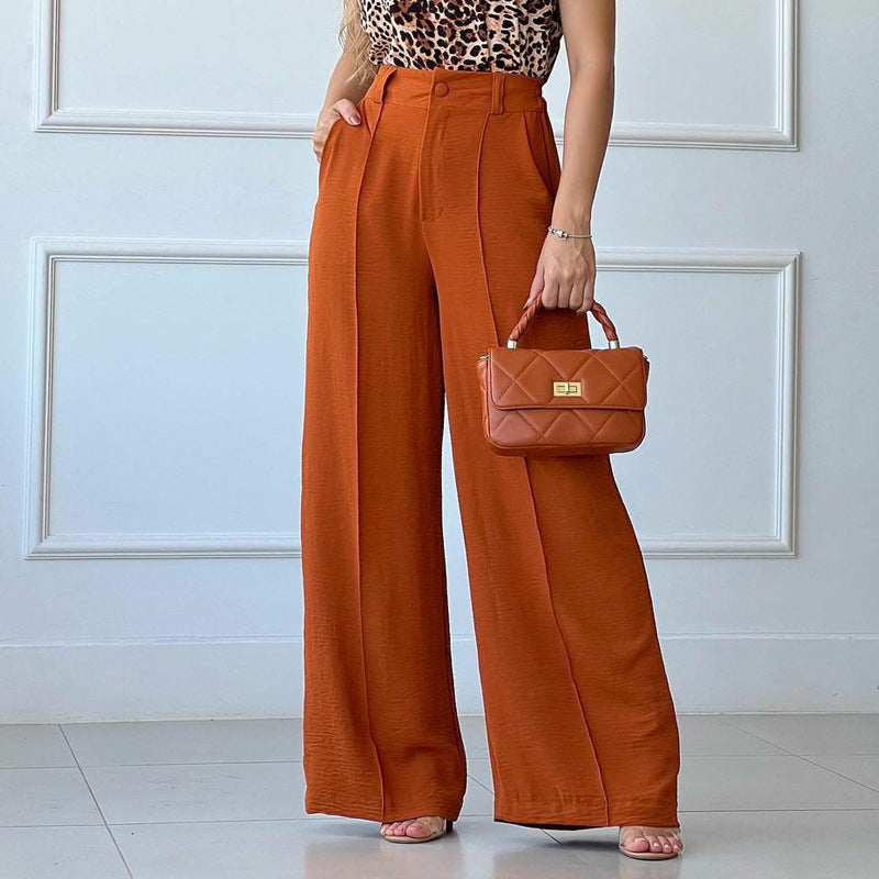 Solid Color Loose Wide-leg Pants