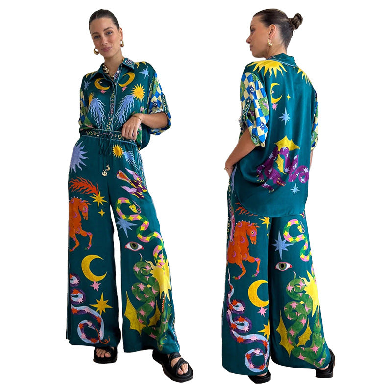 Southeast Styled Printed Leisure Suit Two Pieces