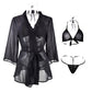 Chiffon Outer Robe Three Point Underwear Set