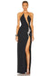 Contrast Sequin High Slit Mesh Stitched Dress