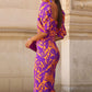 Printed V-neck Lantern Sleeve Jumpsuit