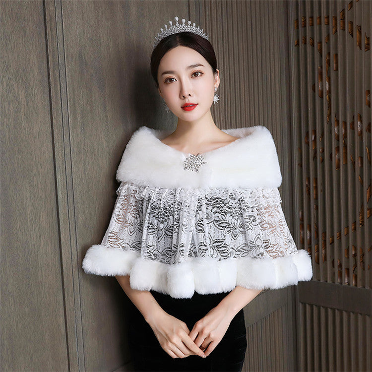 Bridal Shawl Warm Padded Dress Jacket Fur