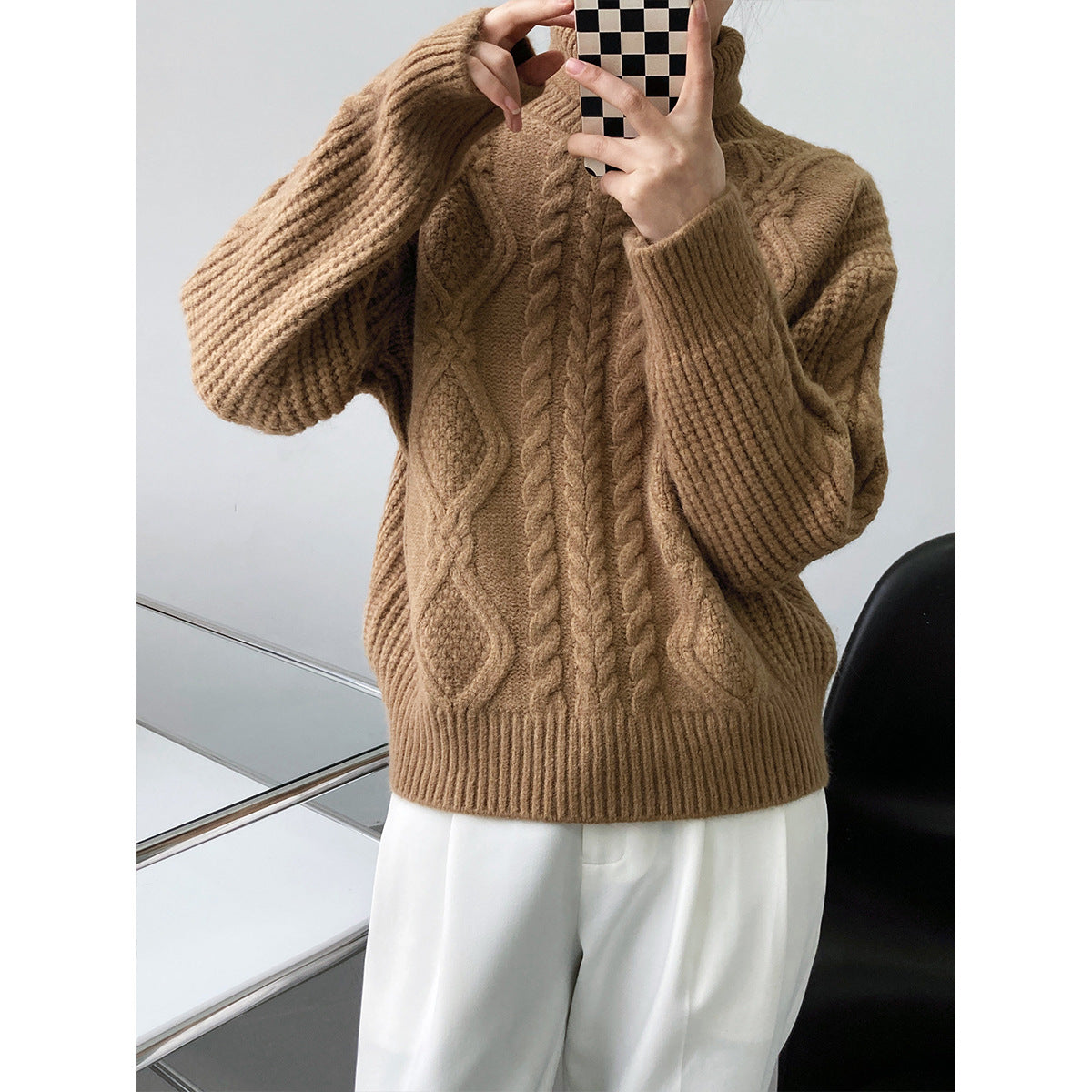 Women Simple Thick Outer Wear Turtleneck Sweater