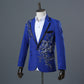 Crystal Flowers Stage Suit Jacket - Wedding Suit Jacket