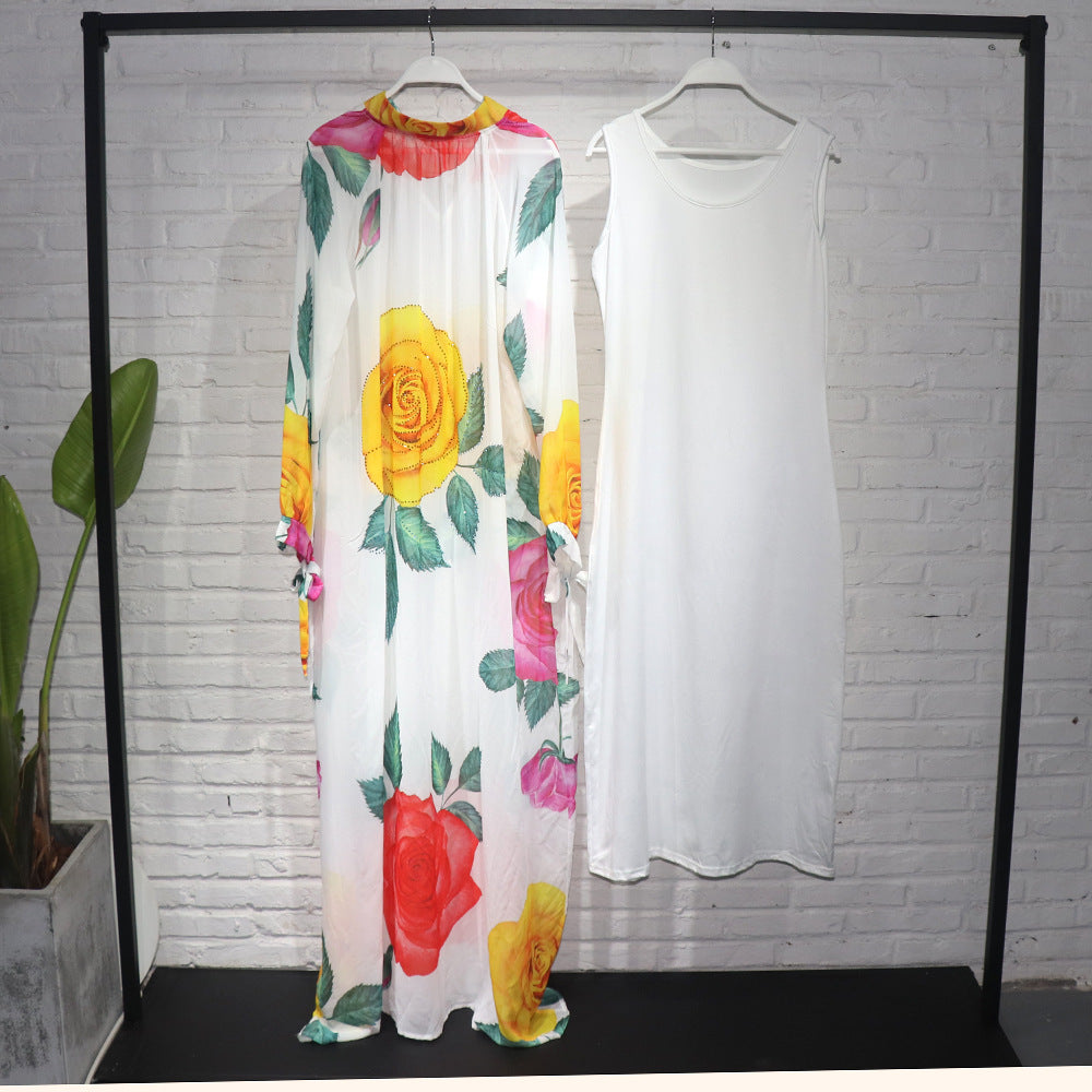 Digital Printing Flora High Neck Dress