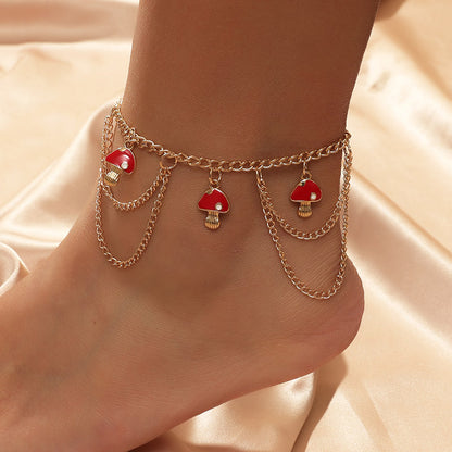 Trendy Bohemian Star Mushroom Anklet