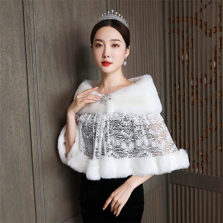 Bridal Shawl Warm Padded Dress Jacket Fur