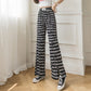 Summer High Waist Slit Flared Pants Slimming Plaid