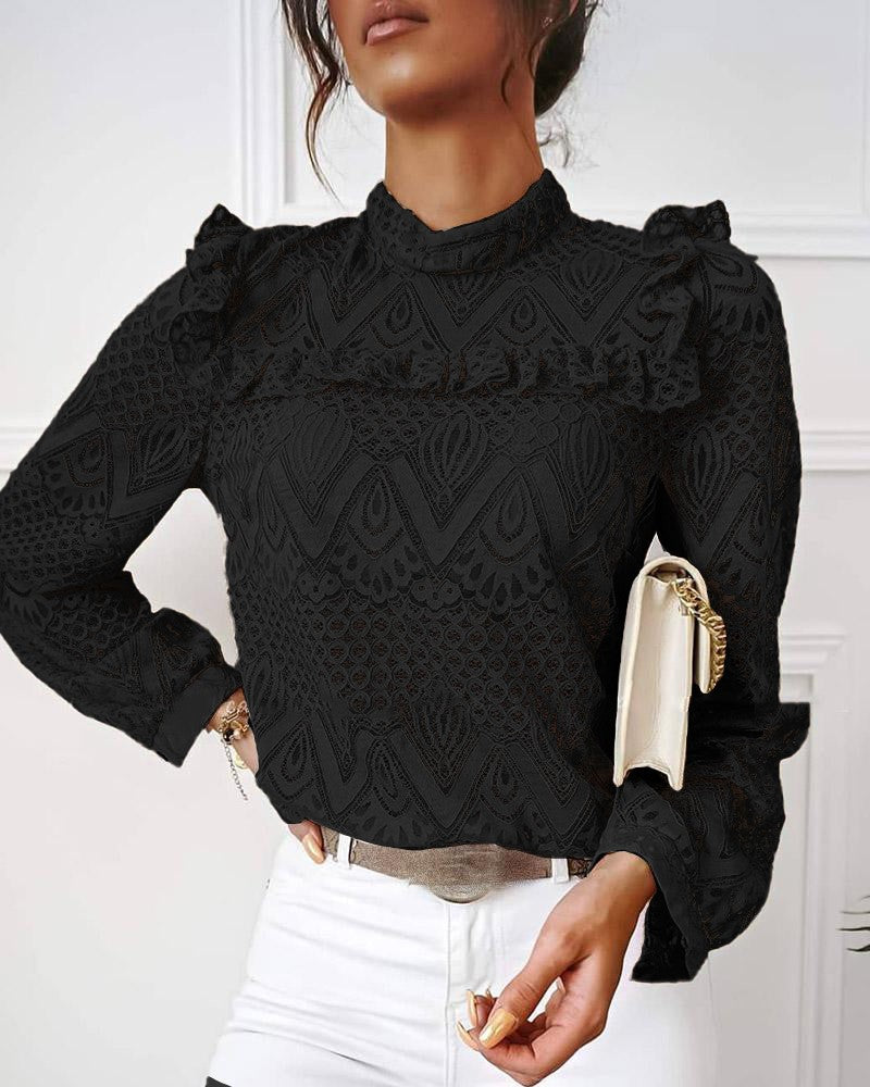 Fashionable and sexy lace pleated stitching long sleeve