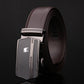 Leather business belt with automatic buckle