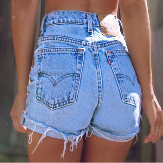 Denim shorts with raw edges