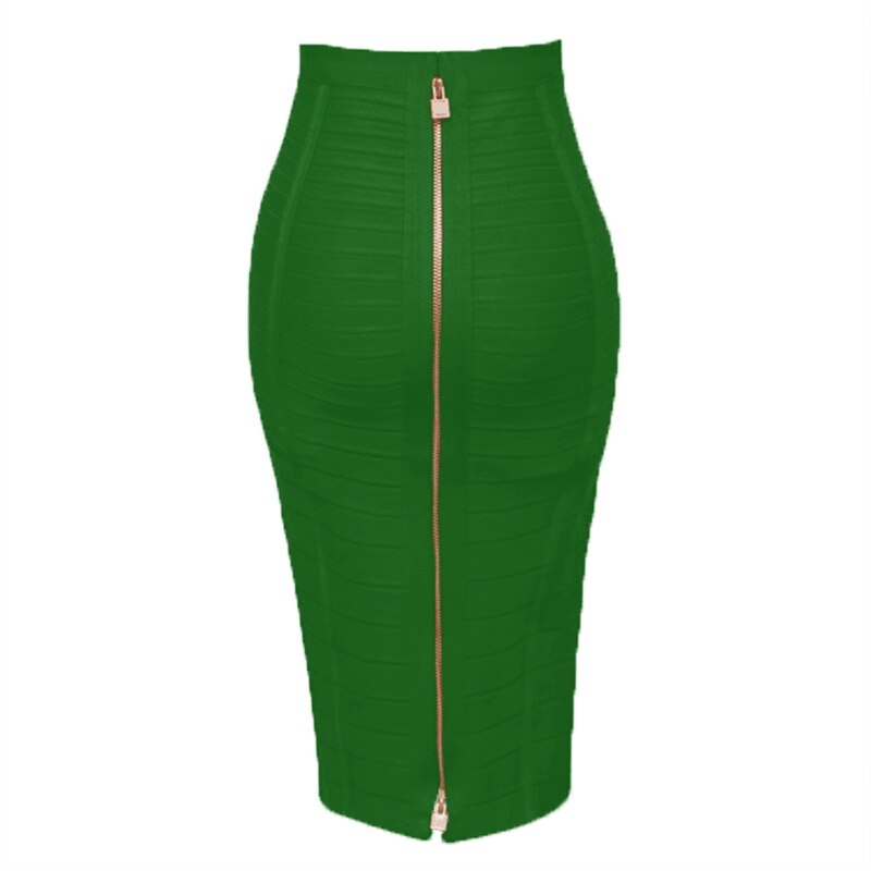 Solid color zipper bandage skirt