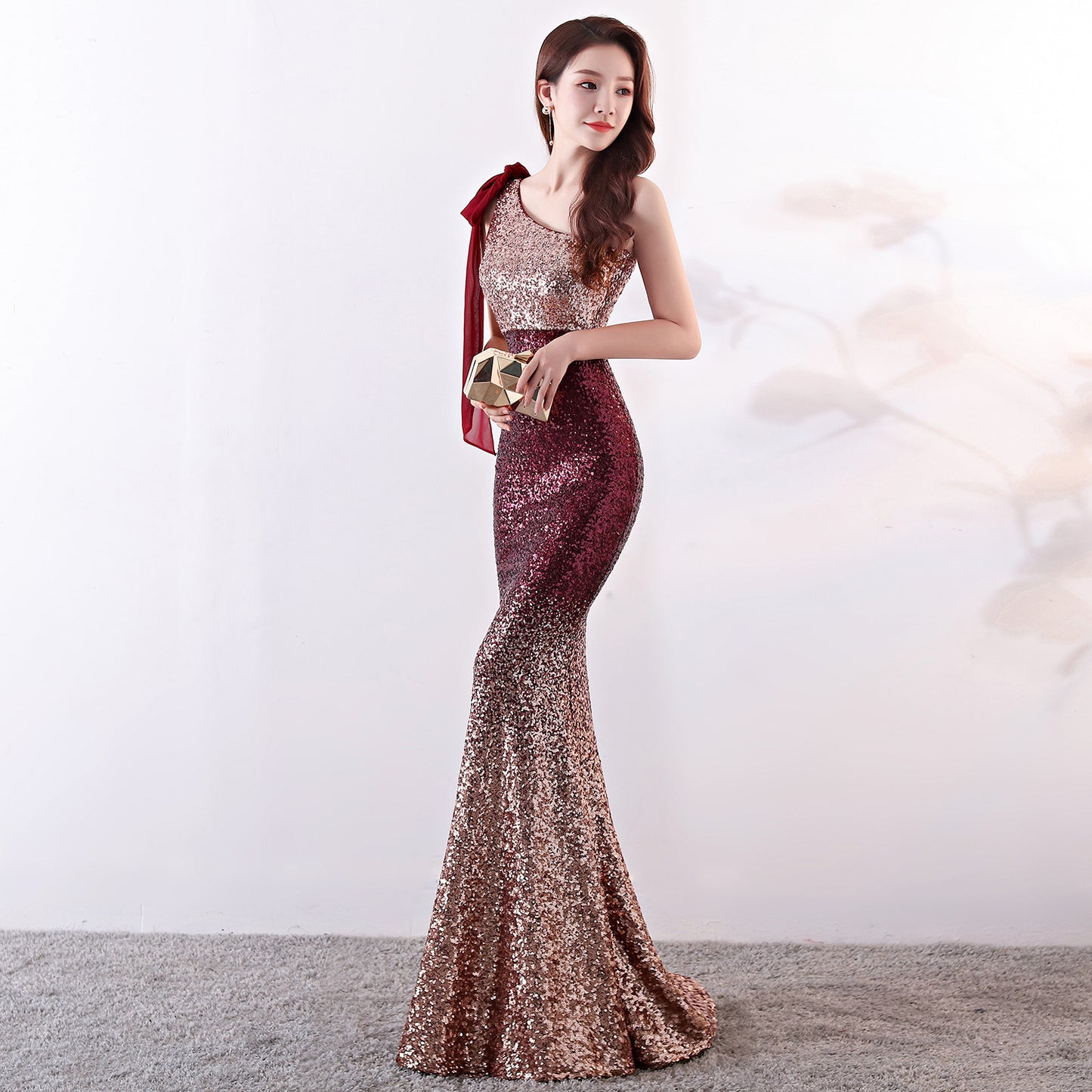 One Shoulder Party Dress Long