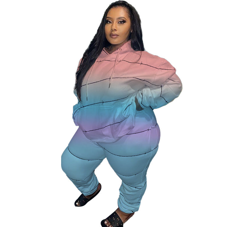 Plus Size Women's Pullover Sweater Two-piece Suit