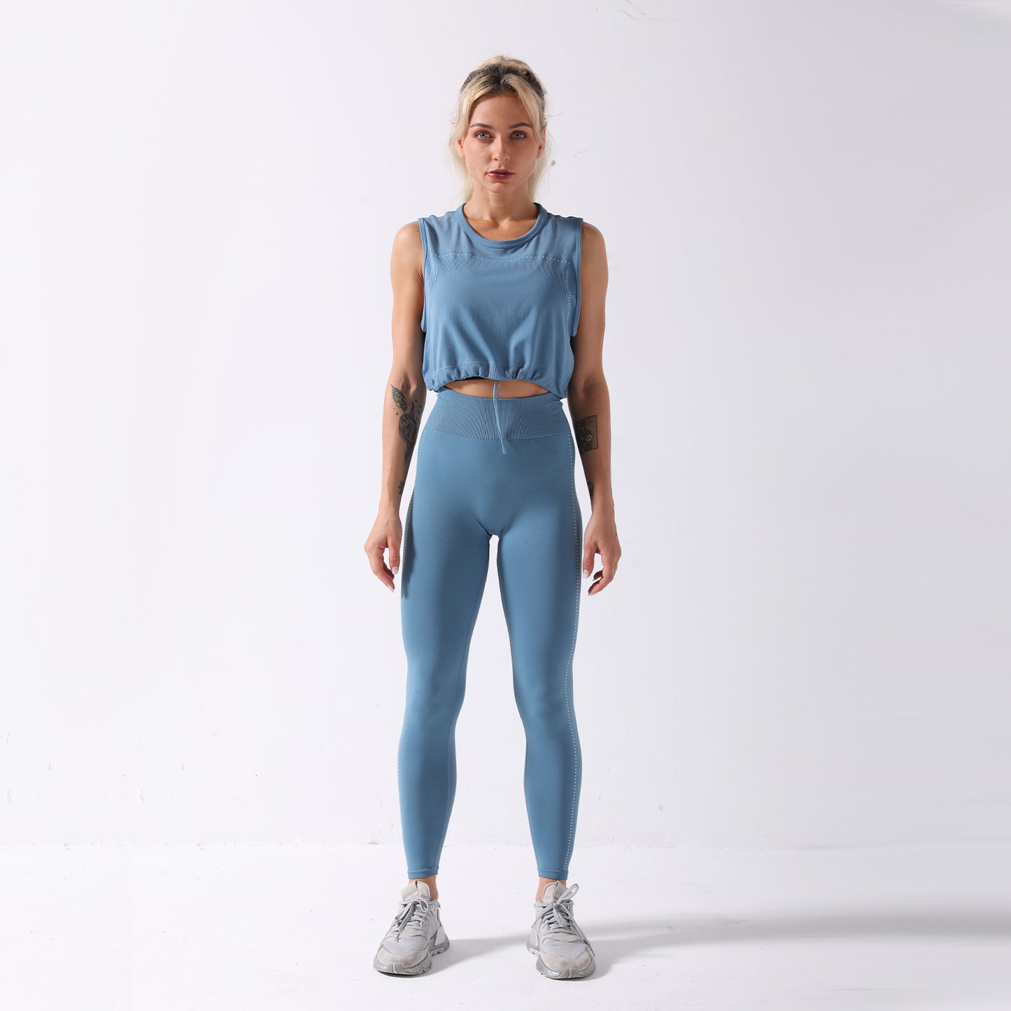 Two piece new seamless Yoga suit sleeveless top