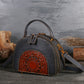 Vintage leather handbag suede cowhide