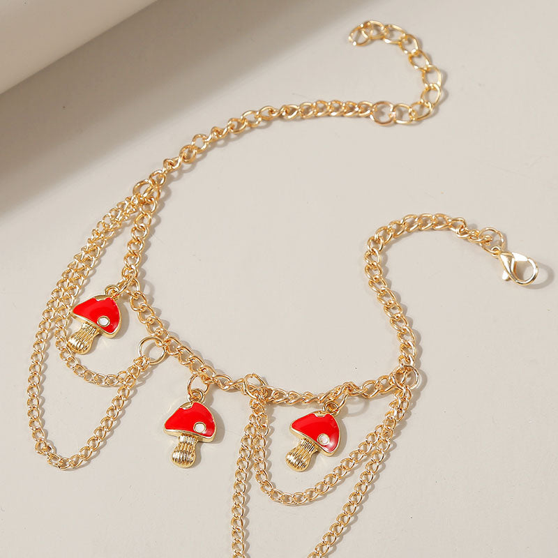 Trendy Bohemian Star Mushroom Anklet