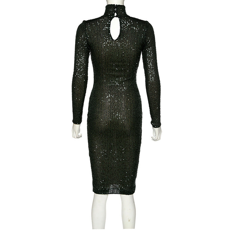 Women long-sleeved sequin dress