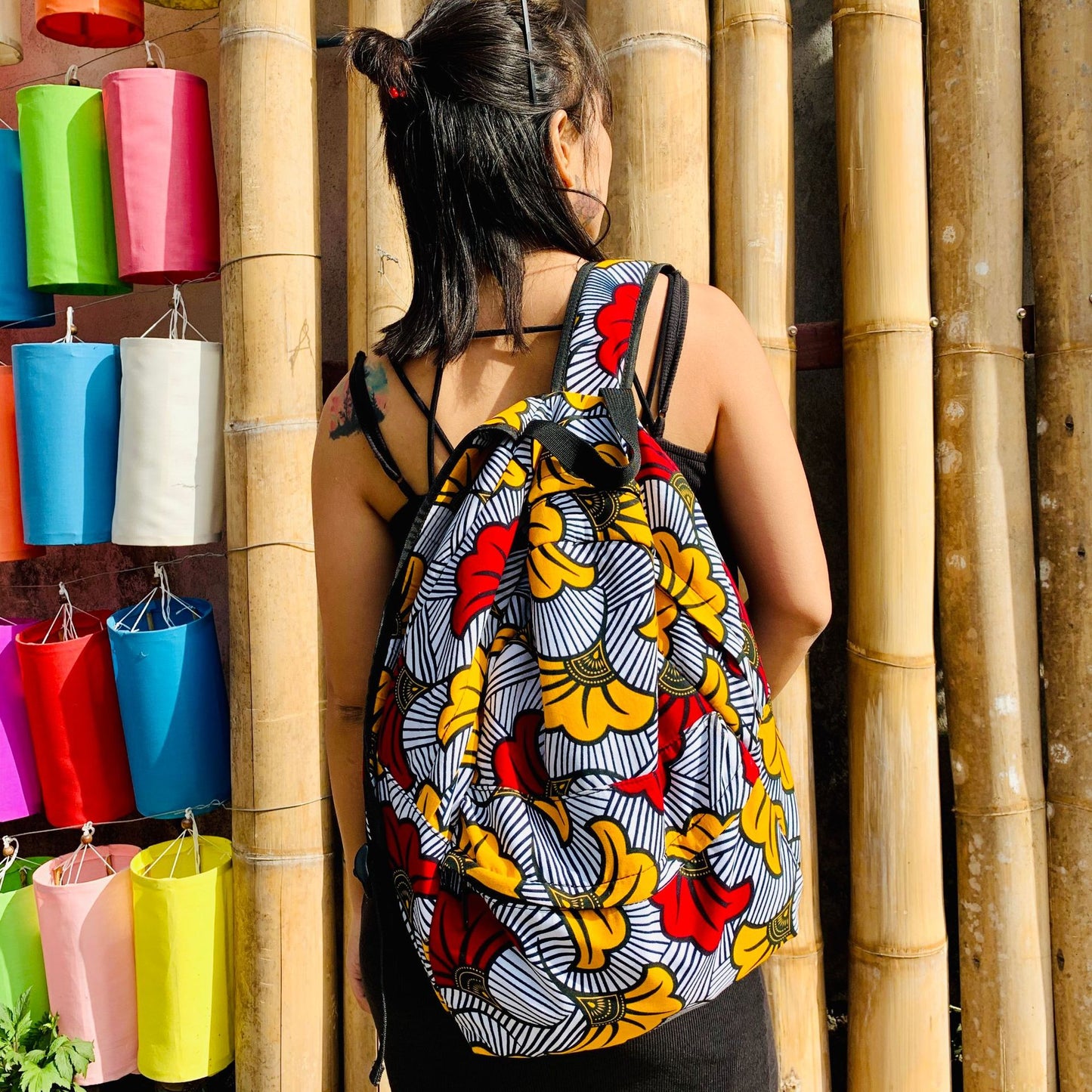 African Wax Cloth Backpack