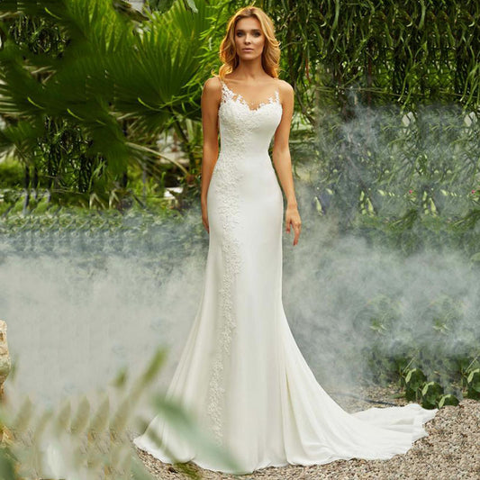 Sexy simple bridal wedding dress