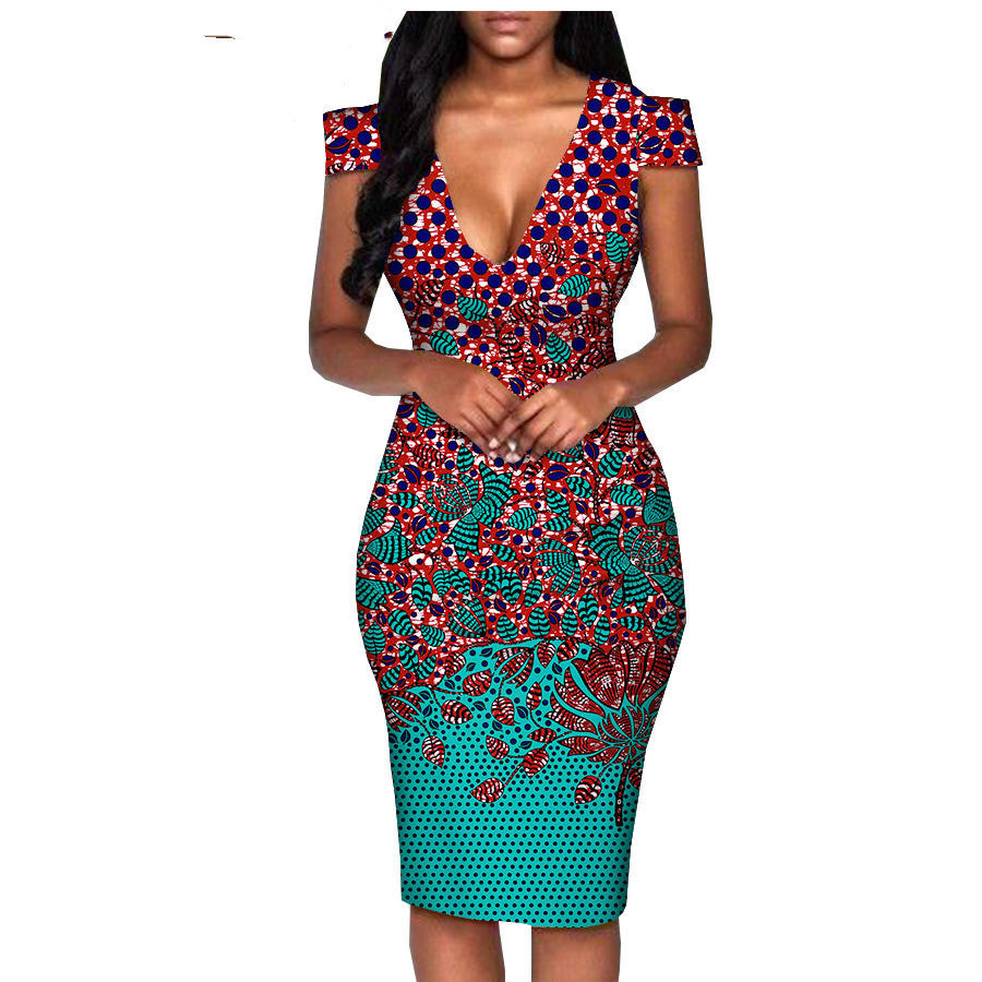 African ethnic printed batik fashion dress