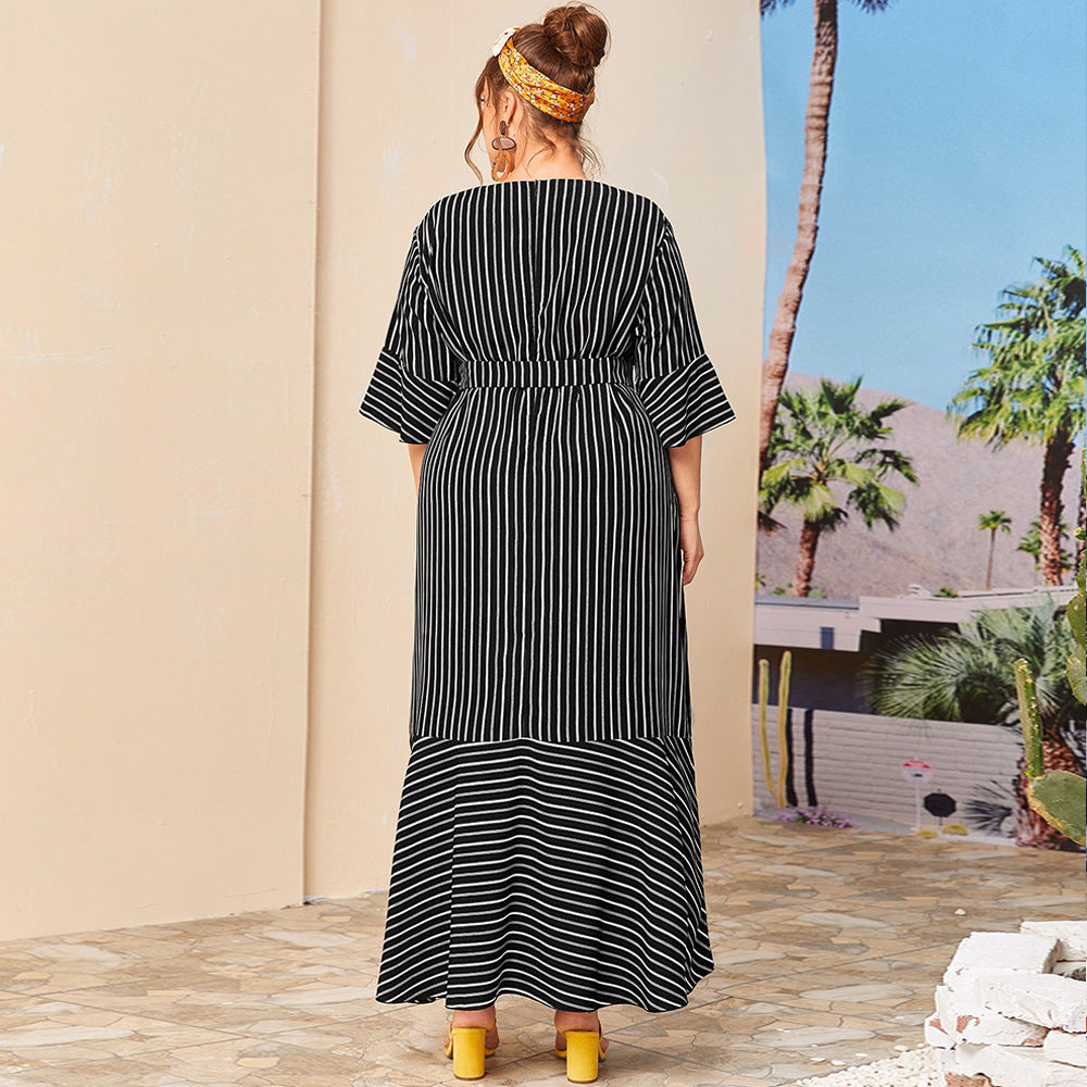 Round neck striped dress