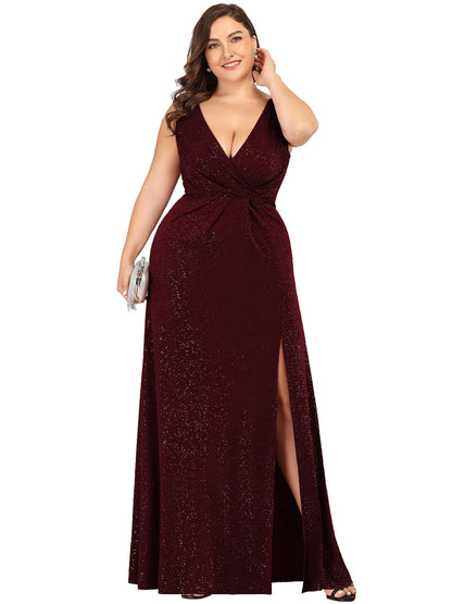 Deep V Sexy Split Evening Dress