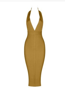 Deep V-neck Bandage dress