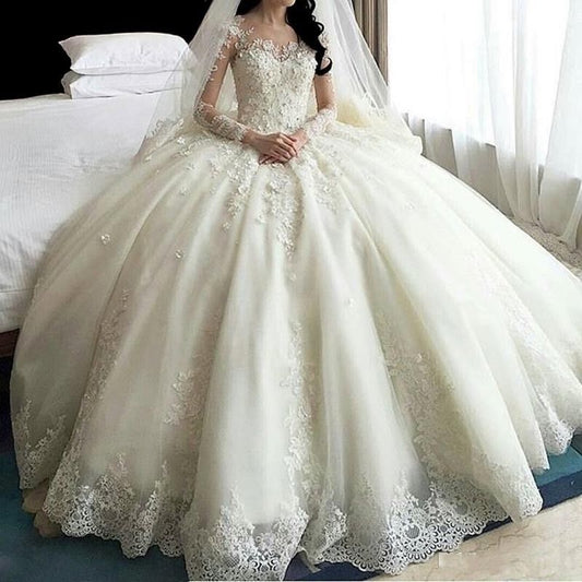 Sexy Long Sleeve Princess Ball Gown