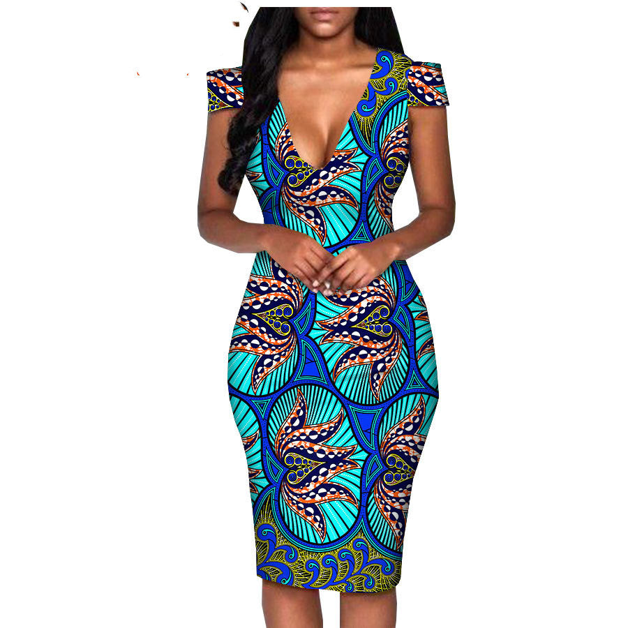 African ethnic printed batik fashion dress