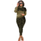 Leopard Print Spliced Sports Casual Pants Two-piece Set