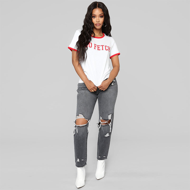 Ripped fashion Jeans-High Waist skinny pencil Denim sexy slim fit