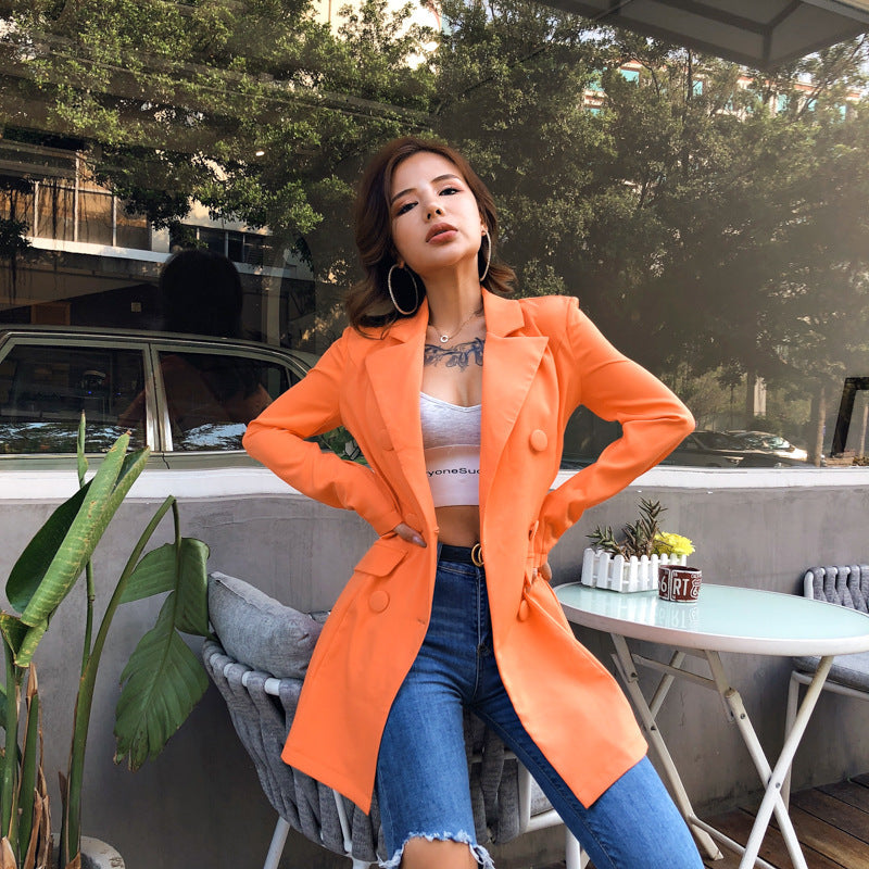 Double-Breasted long-sleeved suit jacket women