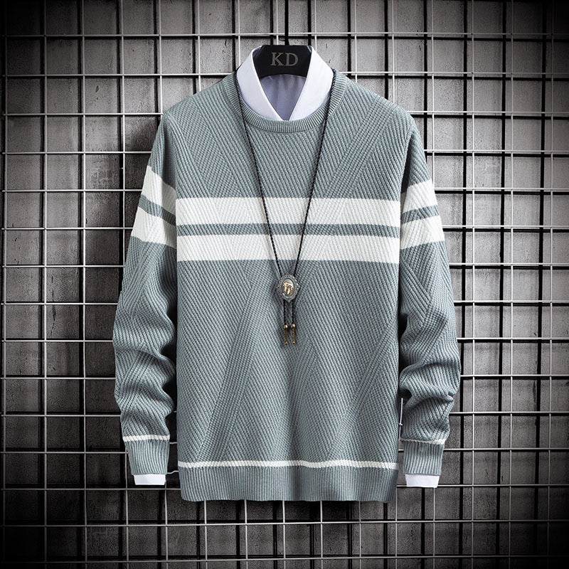 Striped Round Neck Casual Sweater