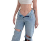 Women's Ripped High-Rise Wide-Leg Jeans