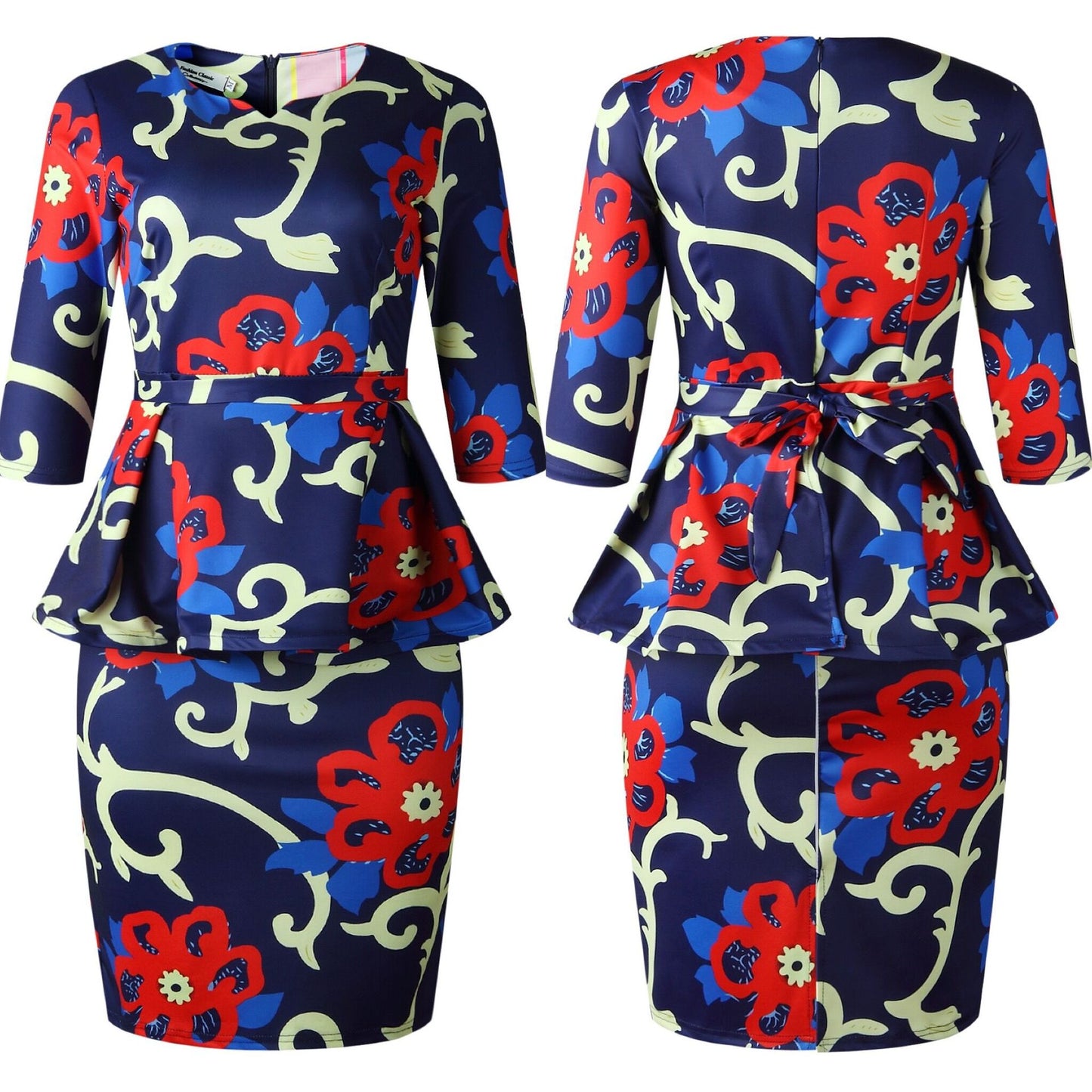 Slim Fit Waist Hip Dress Two-piece Suit