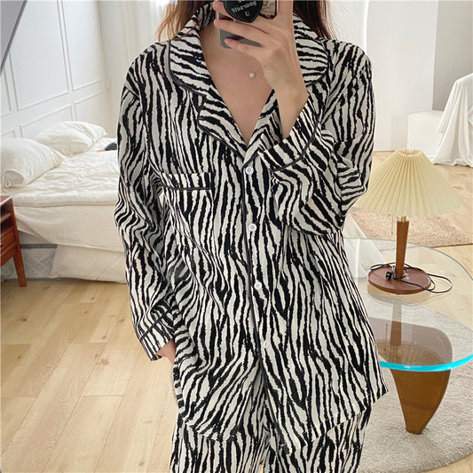 Striped Long-sleeved Trousers Pajama Set