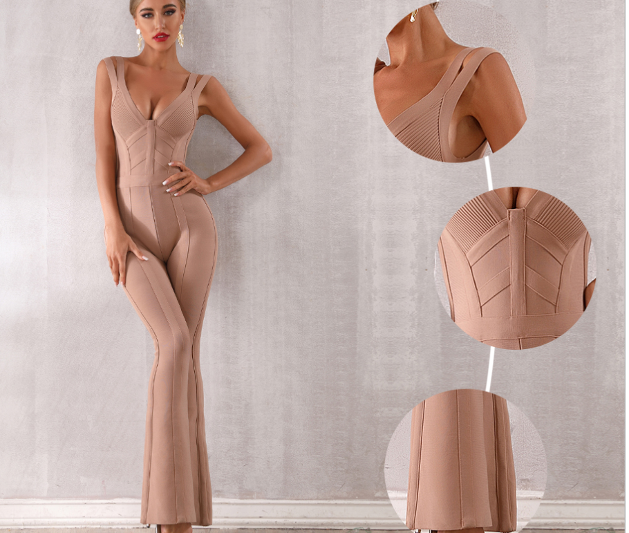 Women Bandage Jumpsuit Romper Sexy V Neck