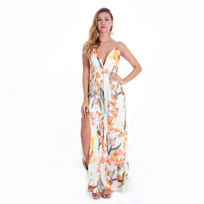 Halter Sexy Suspender Wrap Chest Beach Long Dress