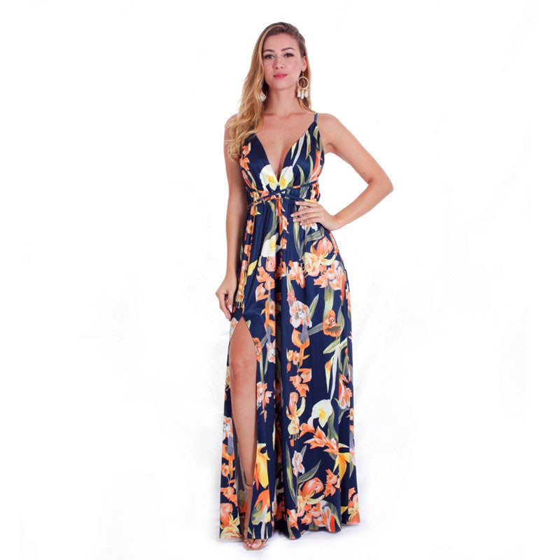 Halter Sexy Suspender Wrap Chest Beach Long Dress