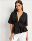 Deep V Sexy Ruffled Hem Belt Shirt