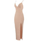 Sling Fashionable Western-style V-neck Sexy Side Slit Dress